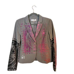 Snowmilk Streetwear Gray Women's Blazer Painted w/Original Snowmilk Design